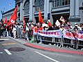 Pro-China protesters in front of the Ferry Building