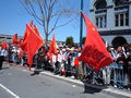 Pro-Chinese protesters in front of the Ferry Building