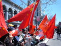 Pro-Chinese protesters in front of the Ferry Building