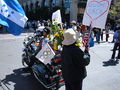 Pro-Chinese protesters at the entrance to Justin Herman Plaza on Market Street