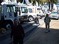 News media vehicles near Justin Herman Plaza