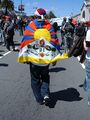 A pro-Tibetan protester heading north