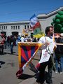 A pro-Tibetan protester near Pier 1