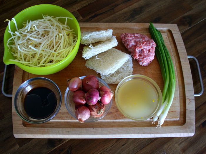 Rice Noodles with Pork and Bean Sprouts