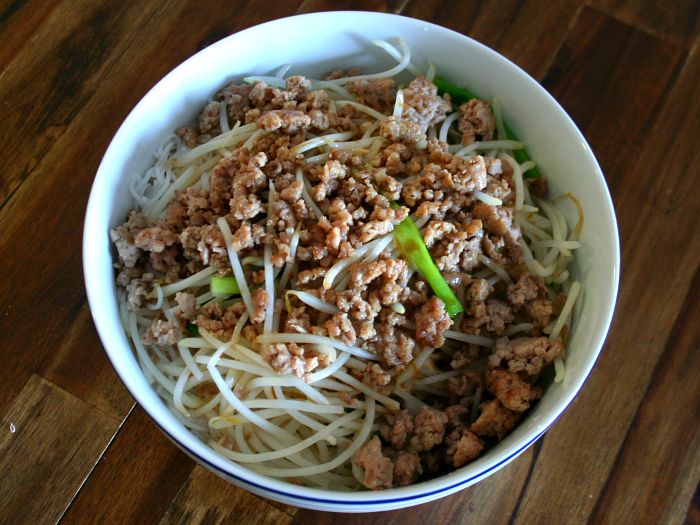 Rice Noodles with Pork and Bean Sprouts